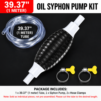 ⛽Manual Siphon Pump Kit with 1M Hose, Rubber Pump Bulb & 2 Hose Clamps, Liquid Transfer Pump for Fuel Water Oil, Car Boat Motorcycle